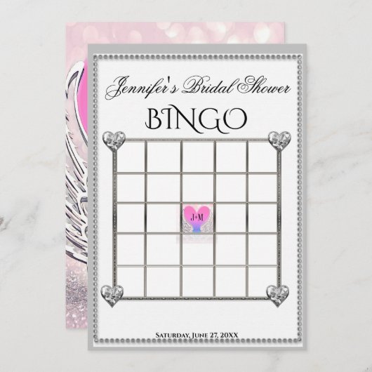 Invitation Modèle de jeu Fête des mariées Bingo (Devant / Derrière)