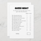 Invitation Modèle de jeu imprimable pour Baby Shower "Devine  (Devant / Derrière)