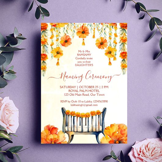 Invitation Modèle de la cérémonie indienne de baptême du berc