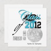 Invitation modèle de la "classe de" diplômes noirs d'Aqua (Devant / Derrière)