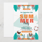 Invitation Modèle de la fête d'été (Devant / Derrière)