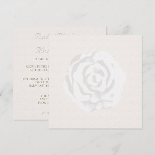 Invitation Modèle de la Rose blanche (Devant / Derrière)
