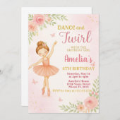 Invitation Modèle de la soirée dansante rose pour filles (Devant / Derrière)