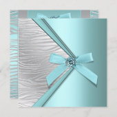 Invitation Modèle de la soirée turquoise Blue Silver Zebra (Devant / Derrière)