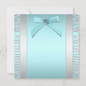 Invitation Modèle de la soirée turquoise Blue Silver Zebra (Dos)