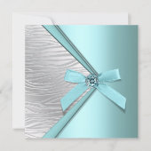 Invitation Modèle de la soirée turquoise Blue Silver Zebra (Devant)