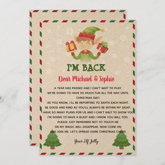 Invitation Modèle de lettre de lutin (Devant / Derrière)