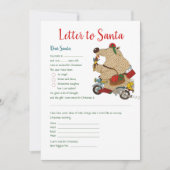 Invitation Modèle de lettre de Noël au père Noël Ours (Devant)