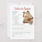 Invitation Modèle de lettre de Noël au père Noël Ours (Devant)