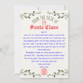 Invitation Modèle de lettre du Père Noël éditable imprimable (Devant)