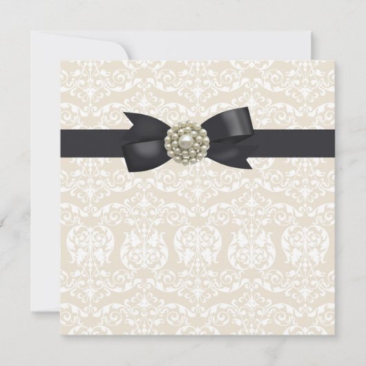 Invitation Modèle de l'événement Cream Pearl Bow Black Cravat (Devant)