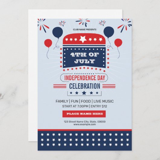 Invitation Modèle de l'Indépendance (Devant / Derrière)