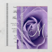 Invitation Modèle de linge de mariage Rose et dentelle violet (Devant / Derrière)