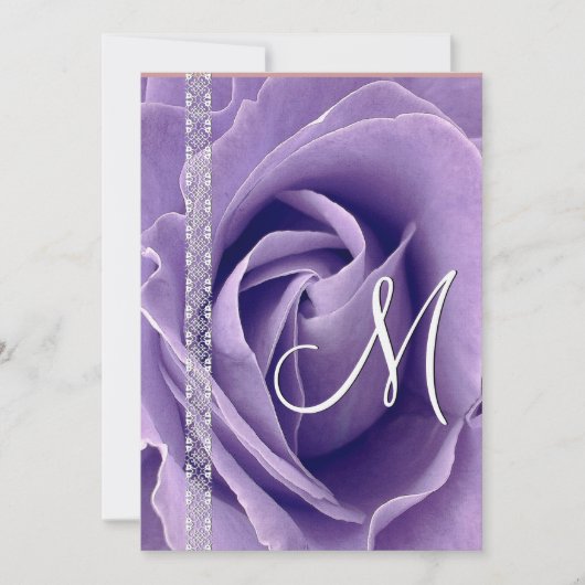 Invitation Modèle de linge de mariage Rose et dentelle violet (Devant)