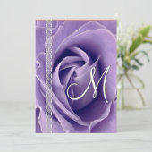 Invitation Modèle de linge de mariage Rose et dentelle violet (Debout devant)