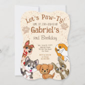 Invitation Modèle de l'invitation à la fête des chiots mignon (Devant)