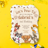 Modèle de l'invitation à la fête des chiots mignon