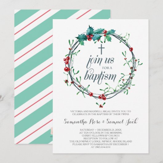 Invitation Modèle de l'invitation au baptême d'hiver (Devant / Derrière)