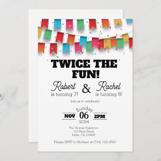 Invitation Modèle de l'invitation d'anniversaire (Devant / Derrière)