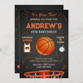 Invitation Modèle de l'invitation d'anniversaire de basket-ba (Devant / Derrière)