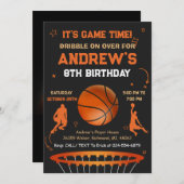 Invitation Modèle de l'invitation d'anniversaire de basket-ba (Devant / Derrière)