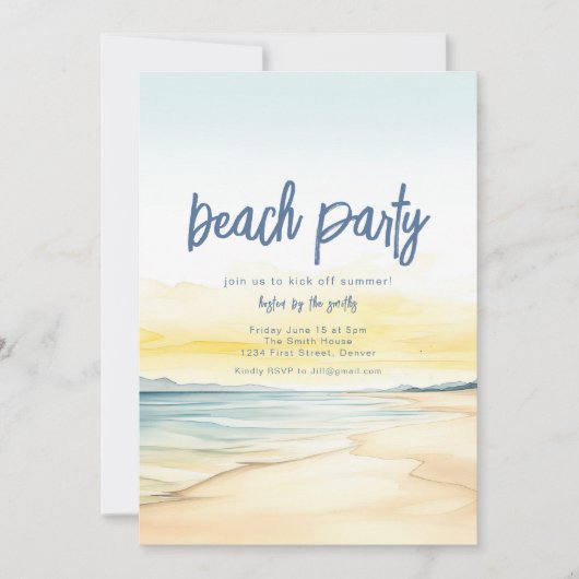 Invitation Modèle de l'invitation de Beach Party (Devant)