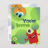 Invitation Modèle de l'invitation de Fun Monsters Birthday Pa (Devant / Derrière)