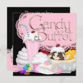 Invitation Modèle de l'invitation de la fête Buffet Candy (Devant / Derrière)