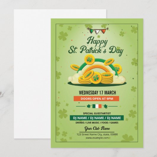 Invitation Modèle de l'invitation de la fête de Saint Patrick (Devant / Derrière)