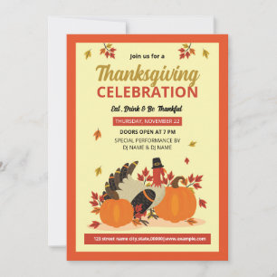 Invitation Modèle de l'invitation de la fête de Thanksgiving