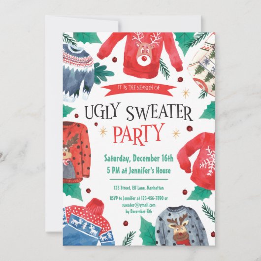 Invitation Modèle de l'invitation de la fête du pull moche (Devant)
