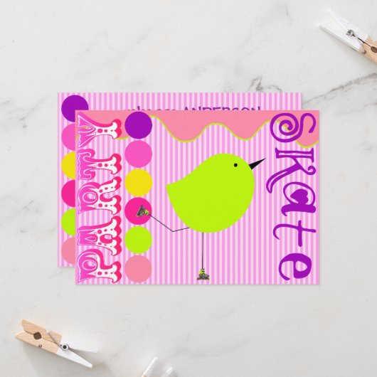 Invitation Modèle de l'invitation de la Fille de Patinage (Devant/Arrière en situation)