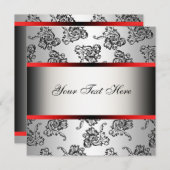 Invitation Modèle de l'invitation de la partie noire en argen (Devant / Derrière)