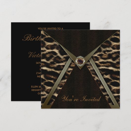 Invitation Modèle de l'invitation du parti Leopard (Devant / Derrière)