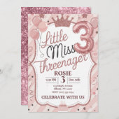 Invitation Modèle de l'invitation Little Miss Threenager (Devant / Derrière)