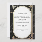 Invitation Modèle de luxe présentant du marbre noir et blanc (Devant)