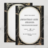 Invitation Modèle de luxe présentant du marbre noir et blanc (Devant / Derrière)