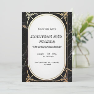 Invitation Modèle de luxe présentant du marbre noir et blanc