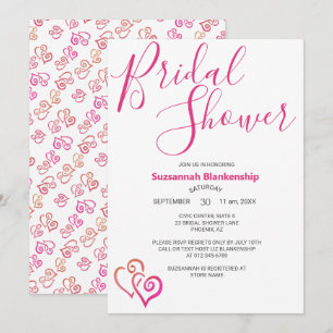 Invitation Modèle de mariage avec coeurs liés orange rose