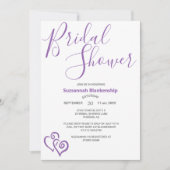 Invitation Modèle de mariage avec coeurs violets liés (Devant)