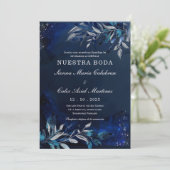 Invitation Modèle de mariage bleu et blanc (Debout devant)