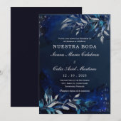 Invitation Modèle de mariage bleu et blanc (Devant / Derrière)