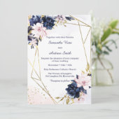 Invitation Modèle de mariage bleu royal et blush (Debout devant)