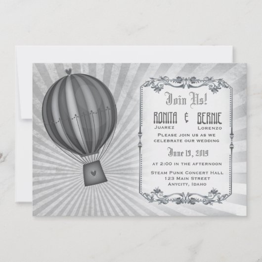 Invitation Modèle de mariage d'aviateur de Steampunk (Devant)