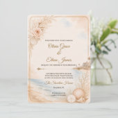 Invitation Modèle de mariage de plage à l'aquarelle modifiabl (Debout devant)