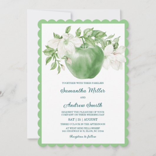 Invitation Modèle de mariage de pomme verte imprimable (Devant)