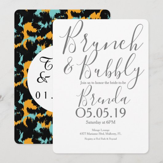 Invitation Modèle de mariage moderne à motif imprimé guépard  (Devant / Derrière)