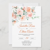 Invitation Modèle de mariage moderne pêche clair (Devant)