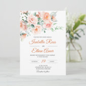 Invitation Modèle de mariage moderne pêche clair (Debout devant)
