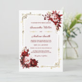 Invitation Modèle de mariage modifiable bordeaux et or (Debout devant)